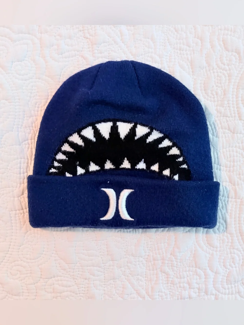 Hurley | Youth Shark Teeth Knit Beanie | Navy Blue | NWOT